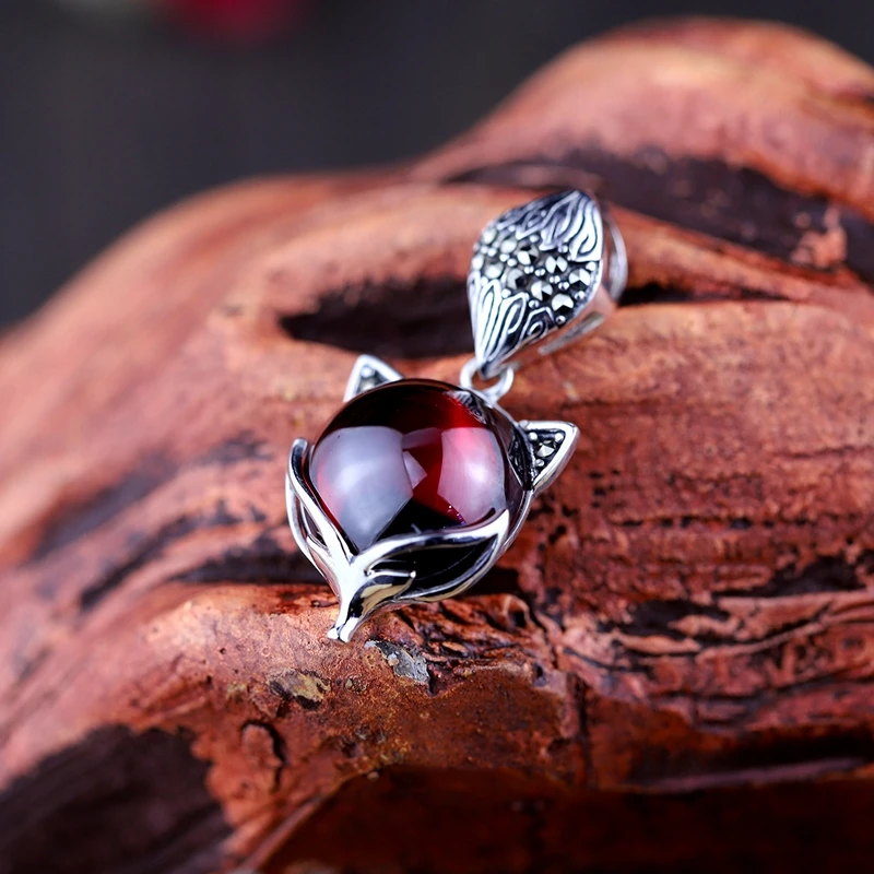 

Sterling 925 silver jade garnet pendant red white handmade natural stone garnet jade pendant for women natural stone jewelry