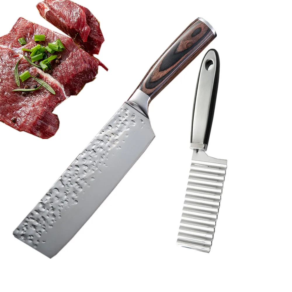 

2019 DAOMACHEN chef Knives Kitchen knife 7 inch Japanese 7CR17 Stainless Steel Imitation Damascus Sanding Laser Chinese Knife