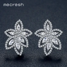 Mecresh в форме листа AAA+ Clear/шампань CZ серьги гвоздики для женщин модные обручальные ювелирные изделия серьги женские MEH1053