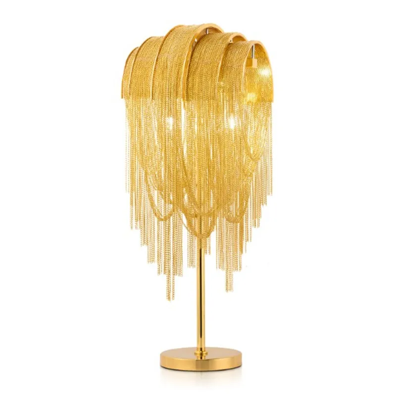 Luxury Golden Tassel Aluminum Chain Table Lamp E14 Led Bulb Light
