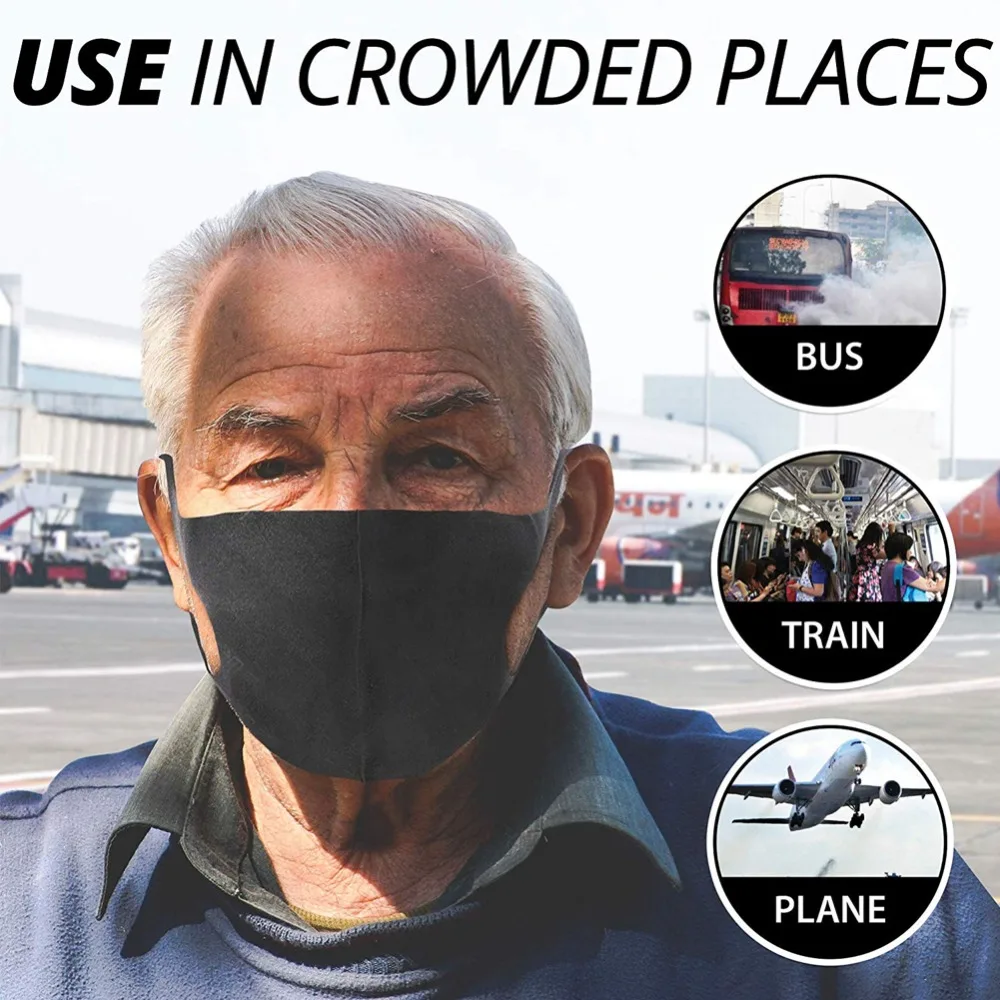 1 шт. маска для защиты от пыли унисекс мягкая хлопковая зимняя дышащая черная