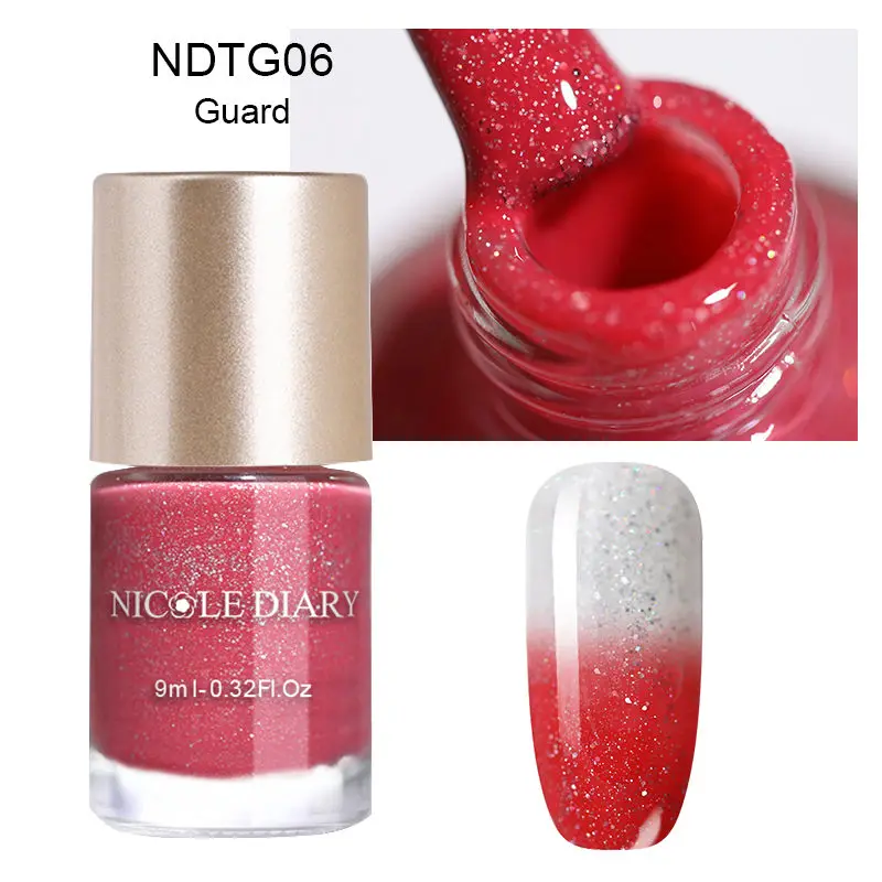 Thermal NDTG06 NICOLE DIARY 9 мл Лак для ногтей желе голографический металлический термальный Блестящий лак для маникюра - Цвет: Thermal NDTG06