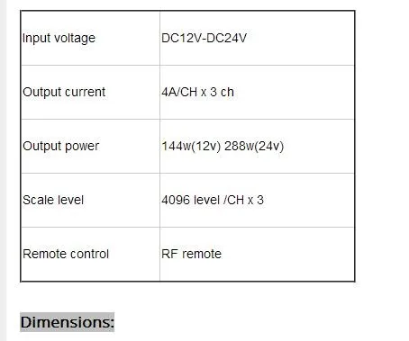 BC-361-4A Led RGB 3CH контроллер полосы DC 12 В-24 В 4A * 3CH Выход РФ дистанционного Беспроводной для 5050 3528 RGB светодиодные полосы света лента