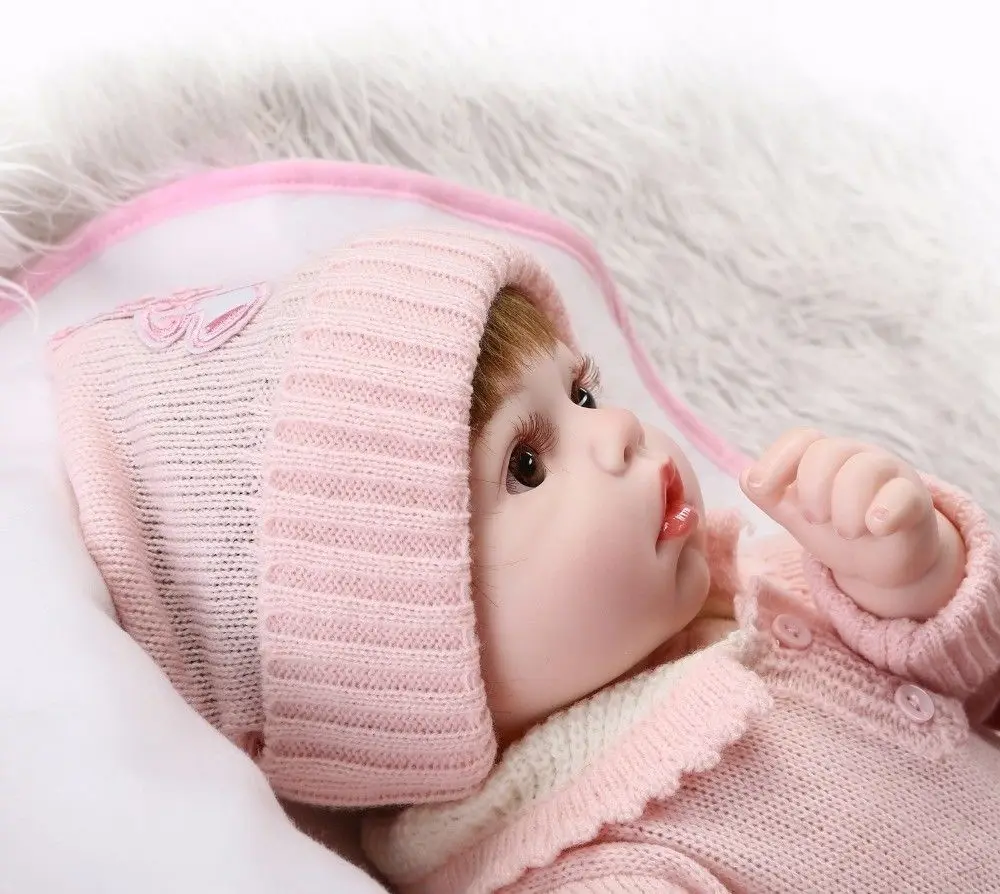 20 "Reborn Baby Dolls виниловая силиконовая Одежда для новорожденных девочек ручной работы Одежда для куклы Розовая Американская Девочка Кукла