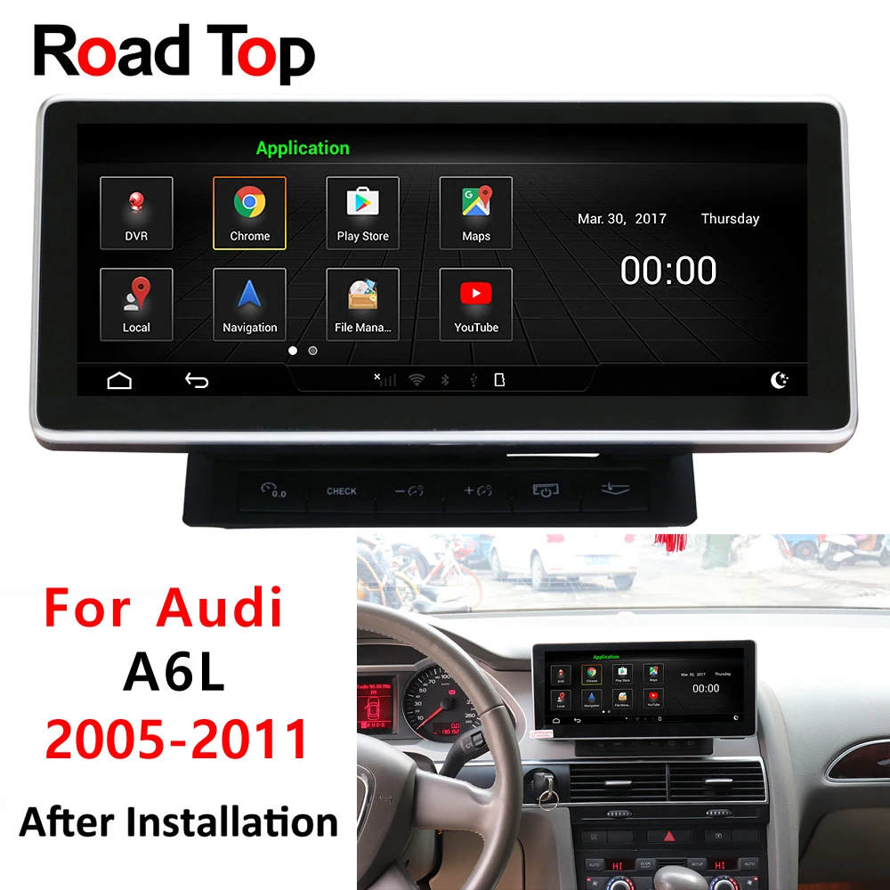 Flash Deal 4G RAM 64 ROM Android screen update for Audi A6 2005 to 2011 touch screen GPS Navigation car radio stereo dash multimedia player 0