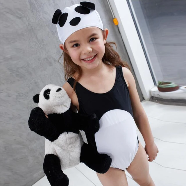 Cheap 2018 Big Promotion Children's Cartoon Panda Baby Swimsuit Girls Swimwear Small Triangular Piece Hooded Cute Kid Bathing Suits 