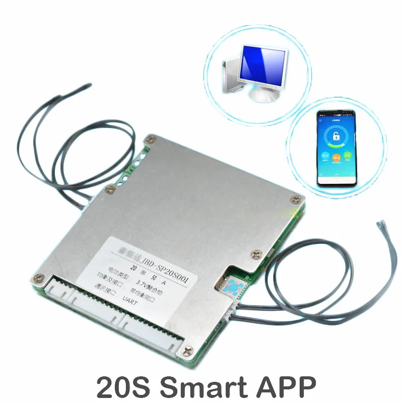 20 S Lipo LiFePO4 литиевая батарея Защитная плата 60 в 72 В литий-ионный Сотовый смартфон приложение ПК компьютер BMS UART Bluetooth связь