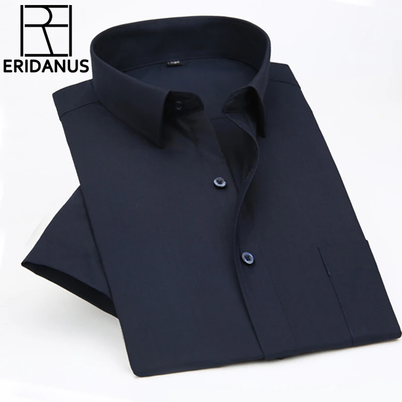 

2016 Summer Men's Short-sleeved Business Shirt Male Professional Working High Quality Solid Color Loose Dress Shirts XS-5XL M073