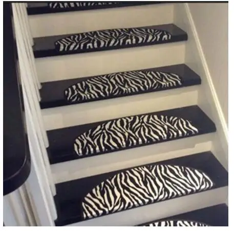 

black white zebra pattern stairs rug mat anti slip indoor household