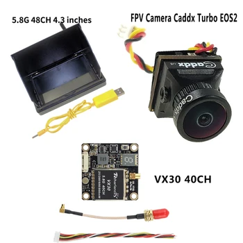 

FPV Camera Caddx Turbo EOS2 1200TVL 2.1mm Rcharlance VX30 5.8G 40CH Module Transmitter 4.3" 48CH LCD Monitor Wireless Receiver