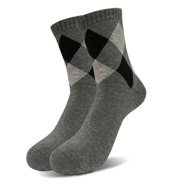 5 пар/компл. теплые хлопковые флисовые зимние носки Для мужчин теплая одежда Argyle Sokken мужской высокой Повседневное Бизнес Блаце серый Толщина носки - Цвет: dark gray