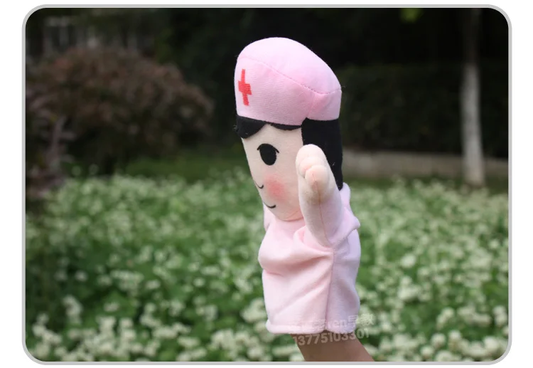 1pc plush puppets lawyer driver stewardess teacher doctor waitress kindergarten profession character role story infant toy