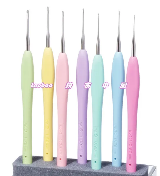 JAPAN CLOVER 43-323 Cushion Grip Aluminium Crochet Hooks needles Knitting Yarn size 1.75MM 1.5MM 1.25MM 1MM 0.9MM 0.75MM 0.6MM