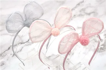 

12Pcs ins Fashion Gauze Pom Pom Bow Hairbands Sequin Animal Ears Bowknot Hair Sticks Princess Headwear Boutique Hair Accessories