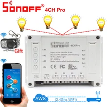 Sonoff 4CH Pro R2 умный дом Wifi переключатель 4 банды инчирование самоблокирующийся Блокировка управление Смарт eWelink приложение дистанционный переключатель