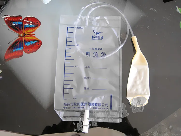 25 pcs disposable latex male urine collection bags 1000ml urinary