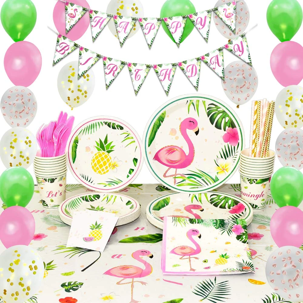 Kit De Fete D Ete Theme Flamant Rose Assiettes Gobelets Et Serviettes En Papier Fournitures De Decoration Pour Anniversaire Fete Prenatale Pour Enfants Aliexpress
