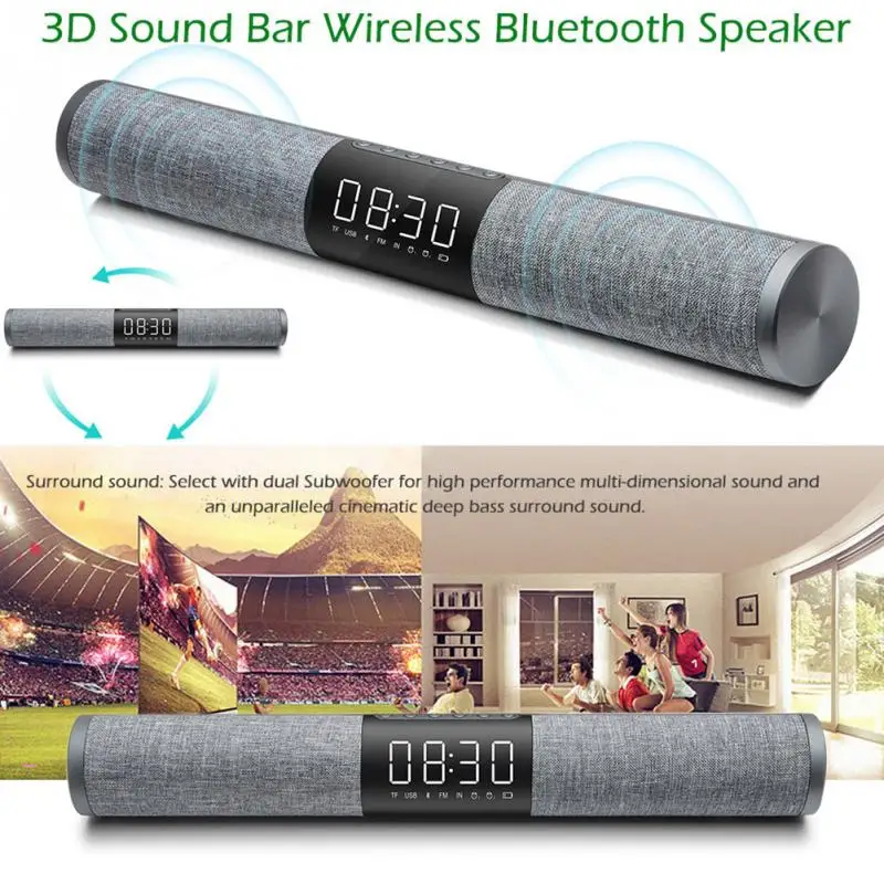 Домашний ТВ Bluetooth динамик объемный сабвуфер Будильник беспроводной звуковой бар