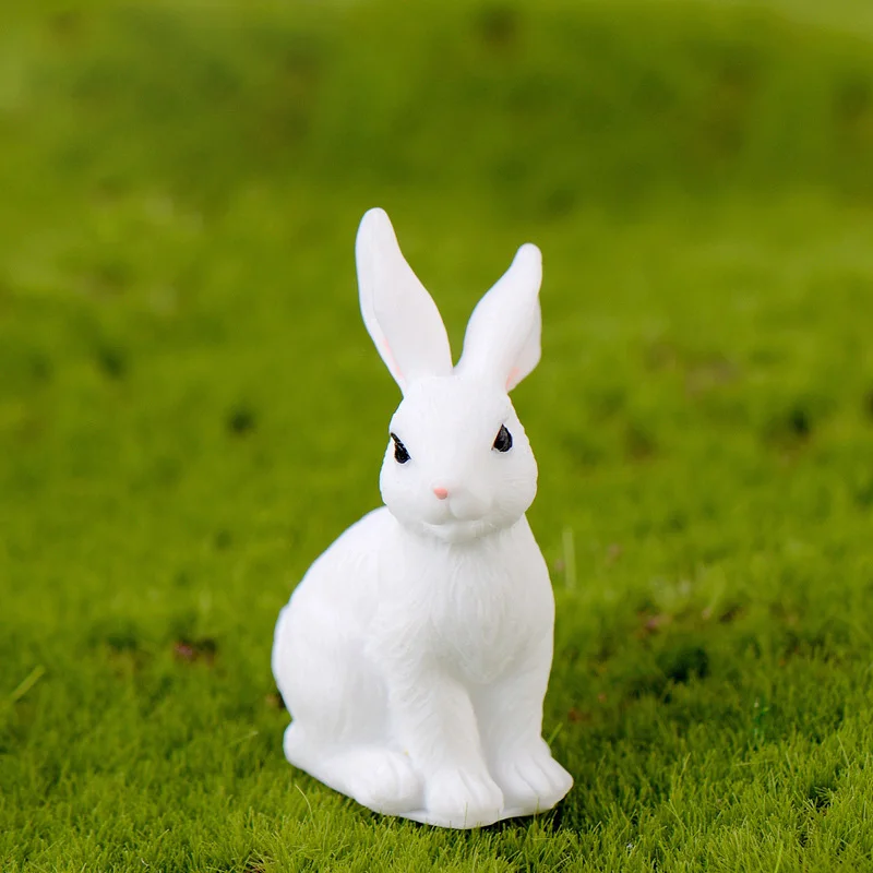 Семья белый кролик фигурка животного модель смолы ремесло микро пейзаж домашний декор миниатюрное украшение для сада в виде Феи аксессуары