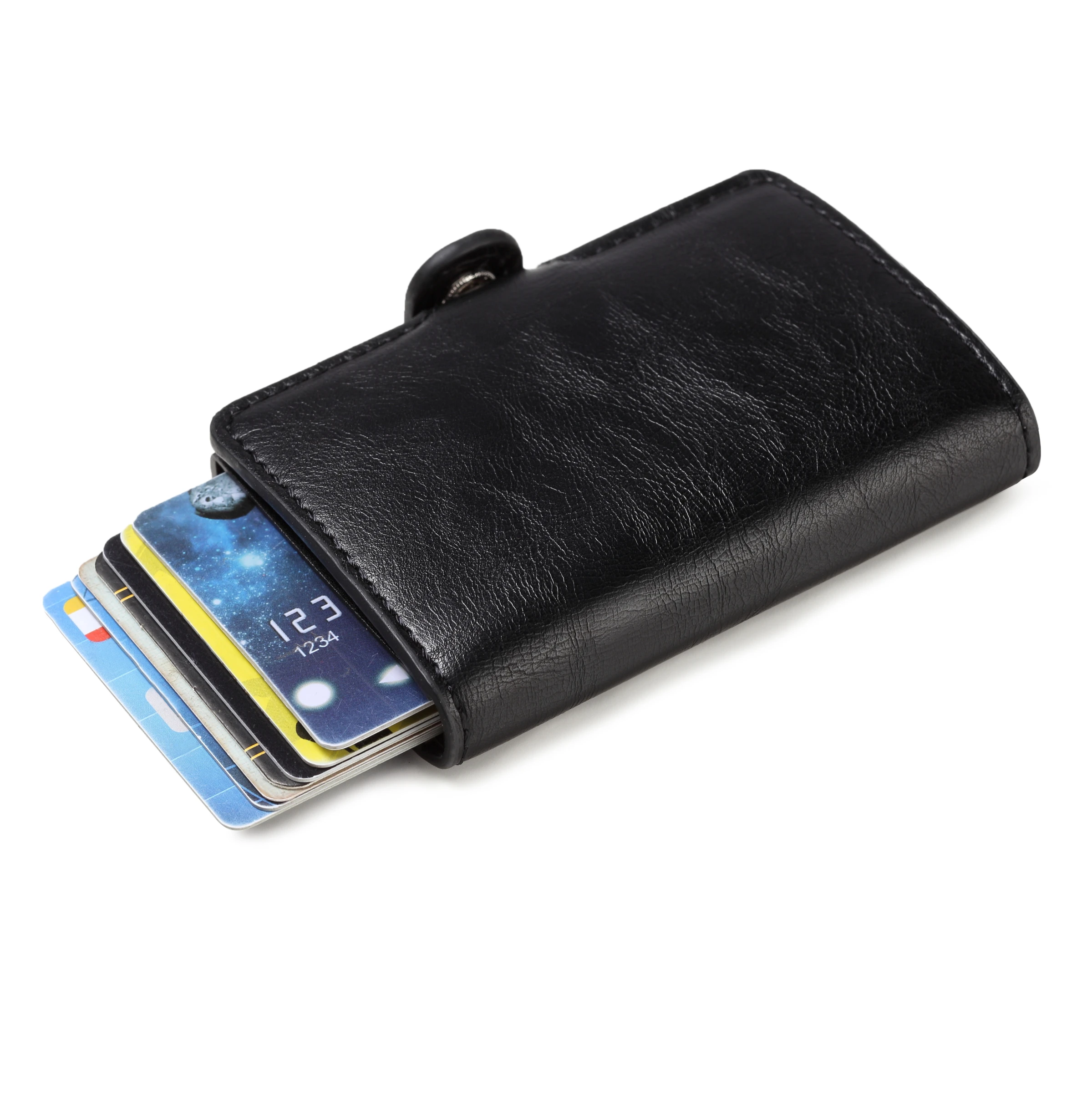 2019 Men Leather Aluminum Wallet Pocket ID Card Holder RFID Blocking