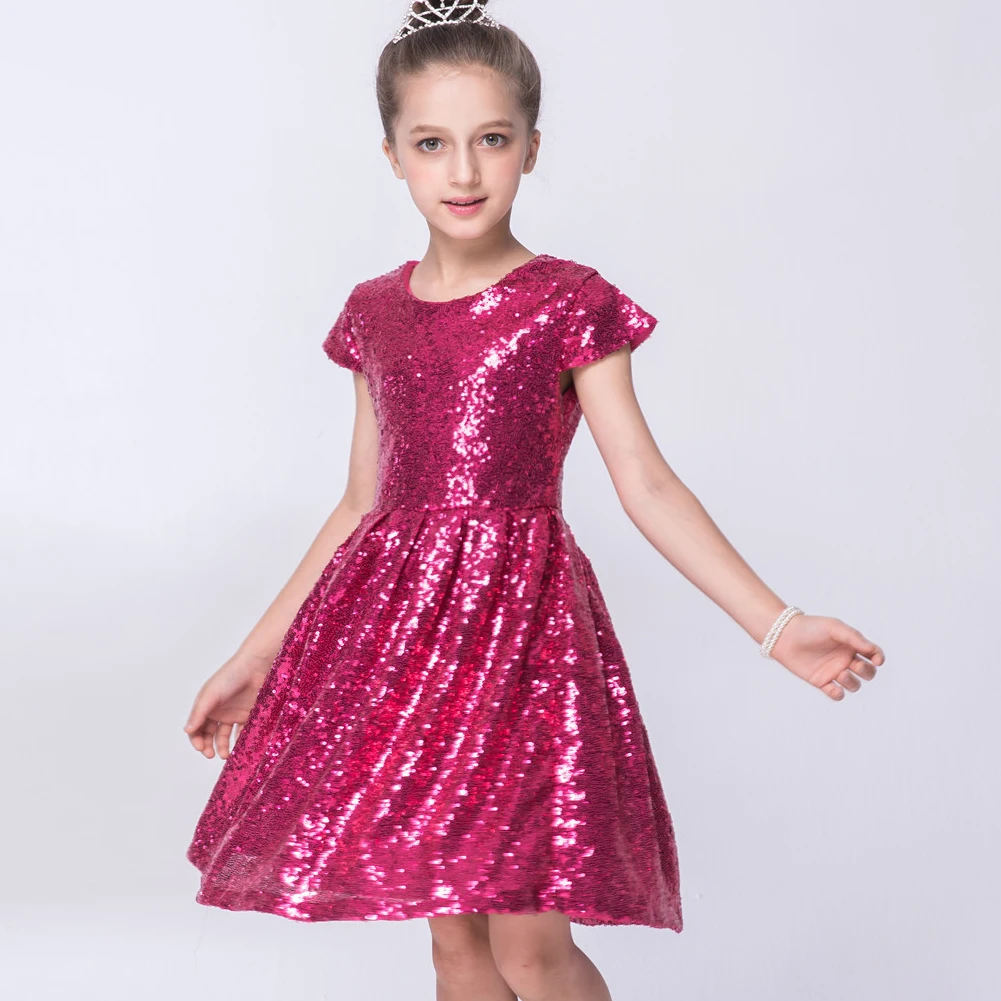 toddler girl clothes burgundy Sequined summer Spring dresses party