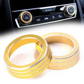 

2Pcs For Honda Civic 2016 2017 Gold Air Vent Ring Cover Decoration Ring Car Accessories