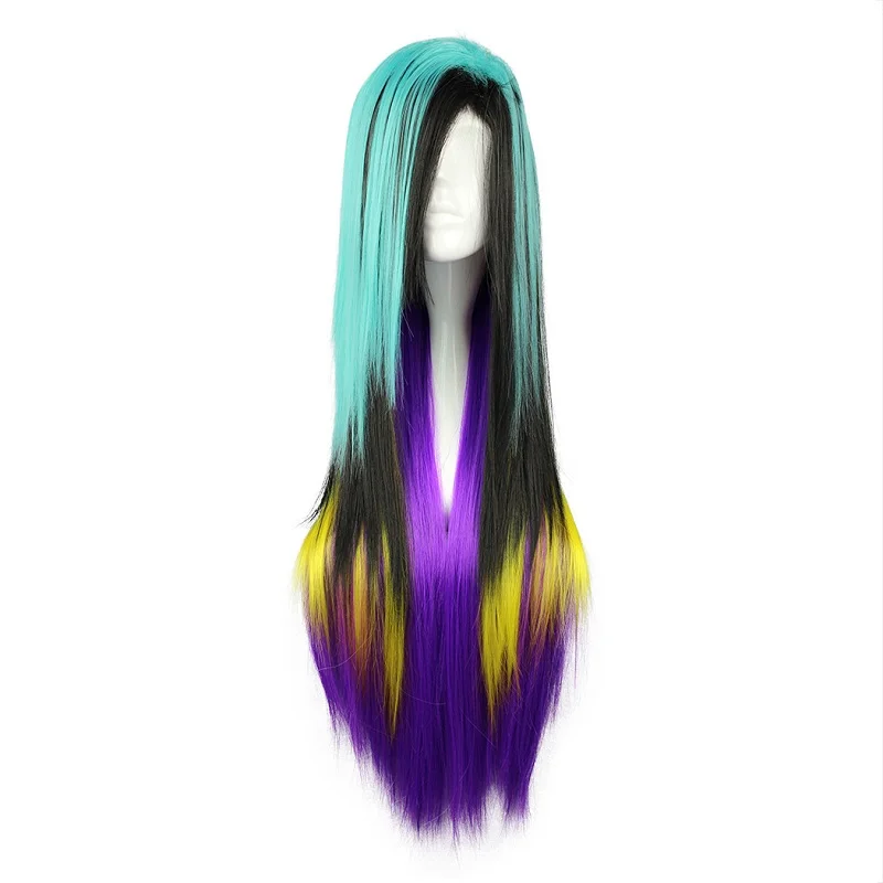 MCOSER 80 см длинные прямые косплей радуга многоцветные синтетические волосы парик Высокая температура волокна парик-286 - Цвет: 1B/27HL