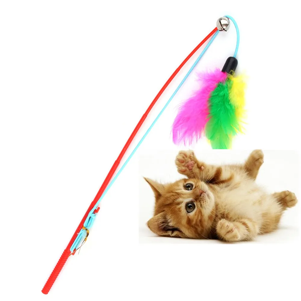 Top quality Pet cat toy Cute Design bird Feather Teaser Wand Plastic