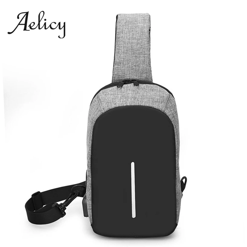 Сумка мессенджер Aelicy Мужская с USB зарядкой и защитой от кражи 2019|Поясные сумки| |