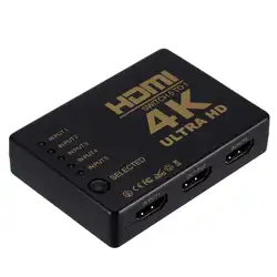 5 портов HD мультимедийный интерфейс переключатель коробка 2 м AWG26 HDMI Стандартный кабель сплиттер 1080 p ИК пульт дистанционного управления