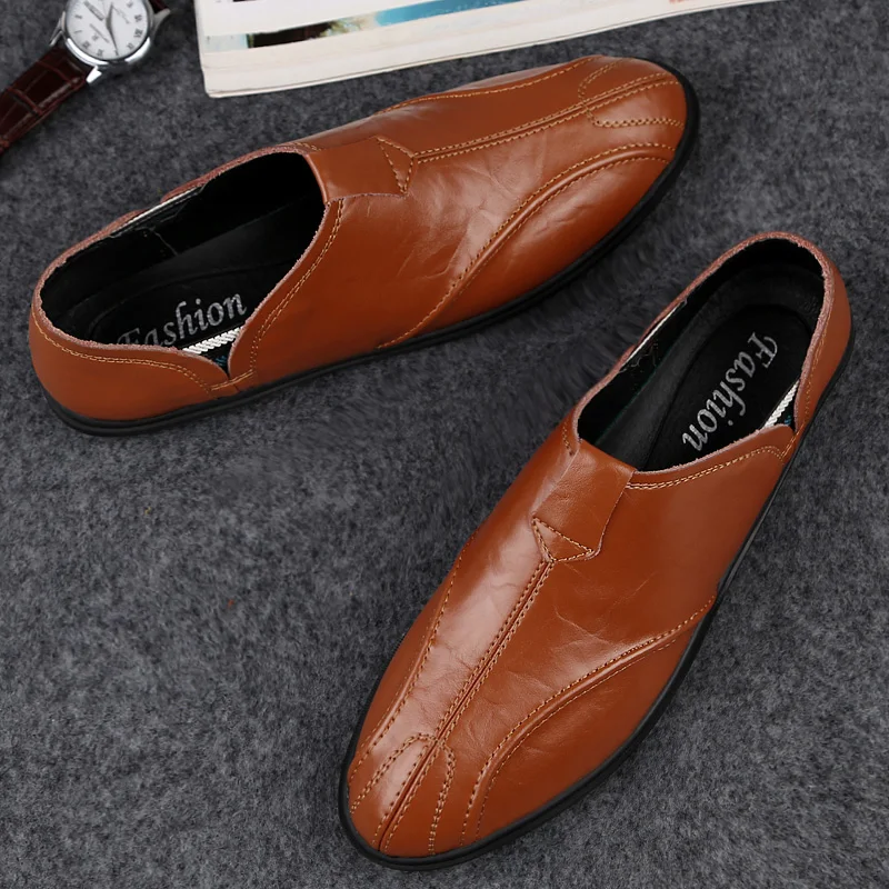 CeLai New Big Size 47 Genuine Leather Male Shoes Fashion Casual Shoe Breathable Men Flats Loafers Men's Driving Shoes A-042