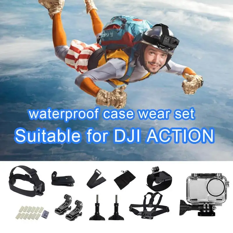 Водонепроницаемый корпус Чехол повязка на голову набор ремней для DJI OSMO Action camera