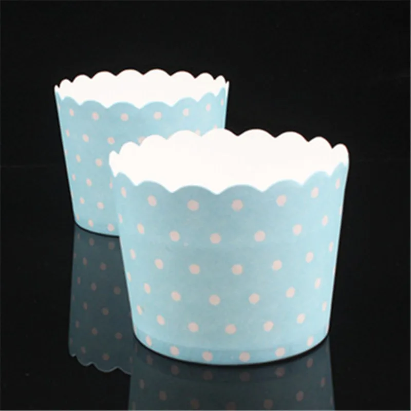 50pcs Vintage Polka Dot Cupcake Paper Cups Greaseproof Muffin Baking
