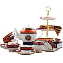 Креативное изделие из костяного фарфора, набор для кофе в стиле ретро, чашка для послеобеденного чая, английский Пномпень, керамический чайный набор, чашка и блюдце, набор с фруктовой тарелкой