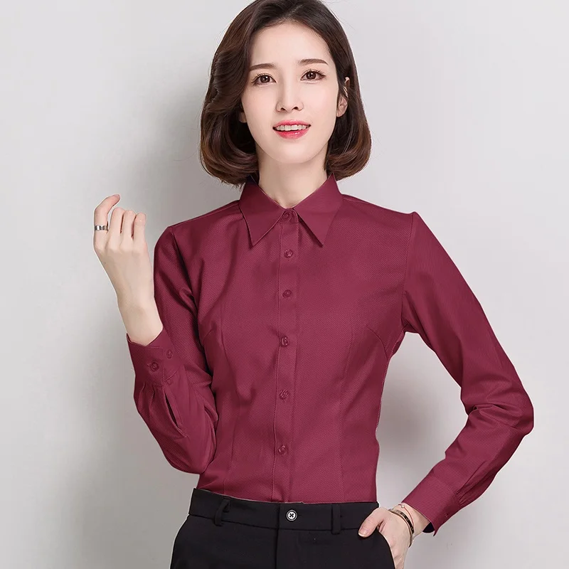 Женская шифоновая рубашка с длинным рукавом V образным вырезом|office shirts for women|office