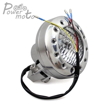 

E-MARK Retro Head Light H4 Lamp Polish for Harley Chopper Bobber SX650 Glide Motorcycle Solid Brass Headlight