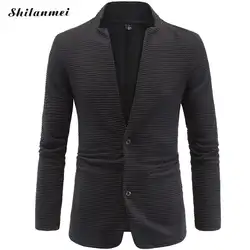 Для мужчин s Блейзер 5xl плюс Размеры лоскутное воротник-стойка Блейзер Платье черного цвета пиджак Slim Fit костюм Для мужчин костюм Homme