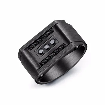 

Classic Black Wire Cable Rings For Men Punk Stainless Steel Male Boy Signet Finger Bands Jewelry Accessory Gift