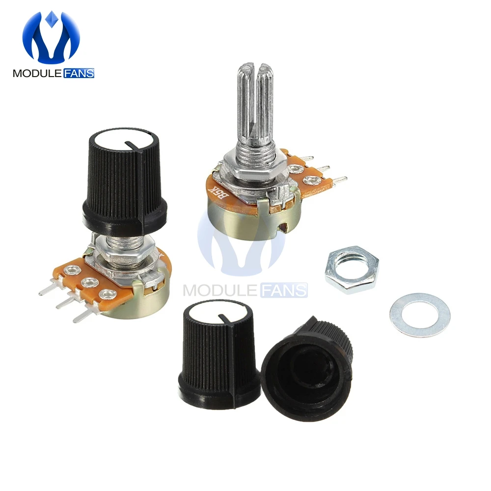 

5PCS Potentiometer Resistor Linear Taper Rotary Potentiometer Cap Knob 1K 2K 5K 10K 20K 50K 100K 250K 500K 1M Ohm For Arduino