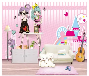 

Custom photo Wallpaper 3d mural wallpaper Cartoon little girl child pink Children's room background wall papers home decoration