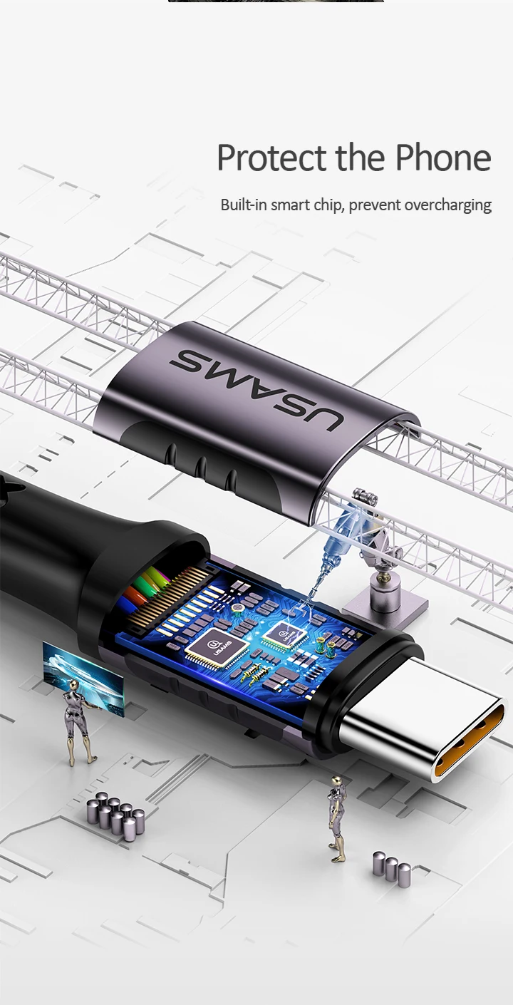 Кабель USAMS 5A для быстрой зарядки USB C кабель type C для huawei OPPO, кабель для быстрой зарядки 1,2 м кабель для зарядки телефона