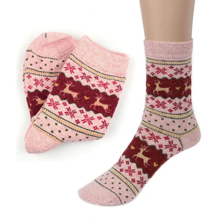 

MUQGEW Hot Sale Popular Christmas Deer Design Casual Knit Wool Socks High Quality Warm Winter Mens Women Comfortable Socks Soxs