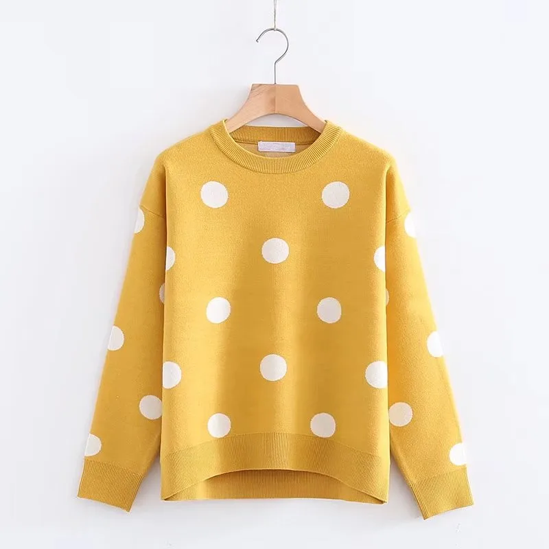 LUNDUNSHIJIA, высококачественный Женский свитер из ангоры, Женский Зимний пуловер в горошек, вязаные свитера для женщин, женский свитер - Цвет: Цвет: желтый