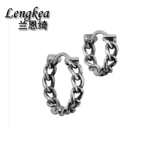 

Lengkea jewery Personalized men earrings 925 sterling silver vintage Simple buckle earrings women earrings ear accessories gifts