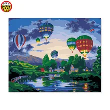 Цифровая самодельная картина маслом украшение гостиной спальни диван фон сон город воздушный шар