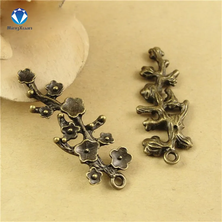 

MINGXUAN 10pcs 42x15mm Antique Bronze Plum blossom Charm Pendant for Diy Necklace Jewelry Making Handmade Craft C893