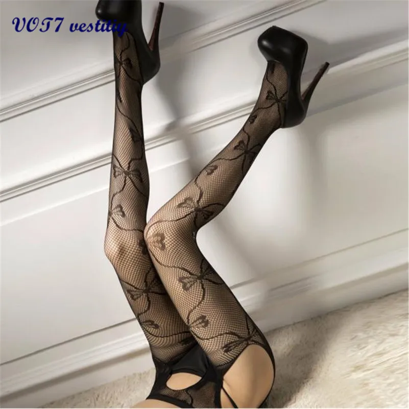 

2019 Women Sexy Lingerie net Lace Top Garter Belt Thigh Stockings Jacquard Pantyhose Brand New And High Quality
