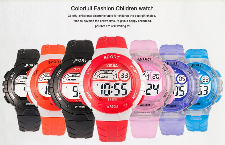 Children watch LED 5 ATM Digital Sports Relojes Mujer Boys girls fashion Kids Cartoon Jelly Waterproof Relogio Feminino 2016