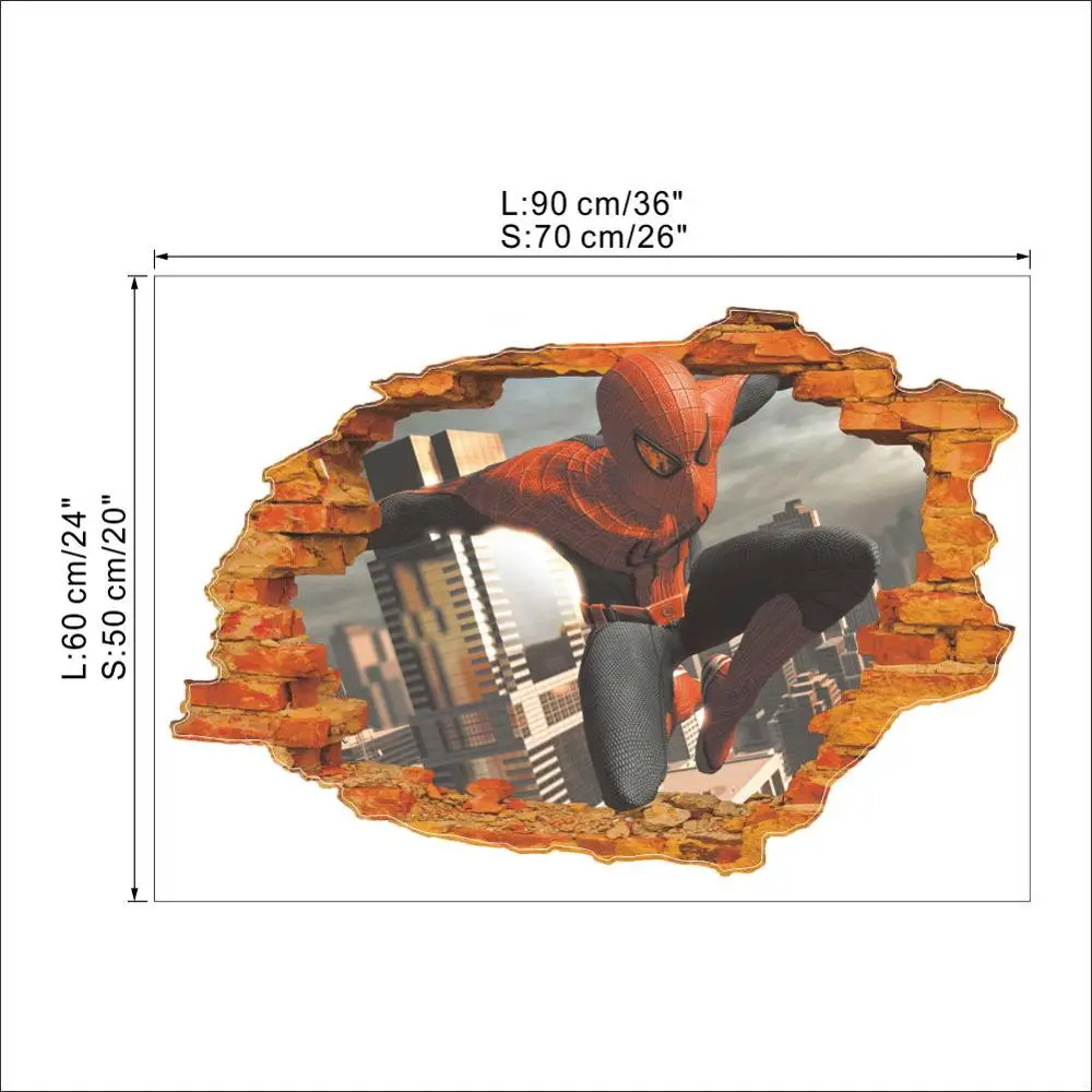 45*50 см 3D популярный человек-паук мультфильм домашний стикер наклейка на стену/adesivo де parede для детской комнаты Декор детские подарки обои - Цвет: 50x70cm