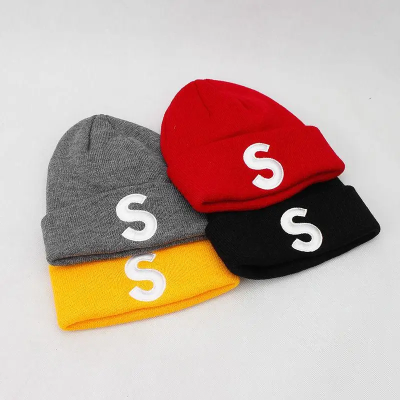 

2018 cotton S letter embroidery Thicken knitted hat Skullies winter warm hat beanie hat for men and women 13